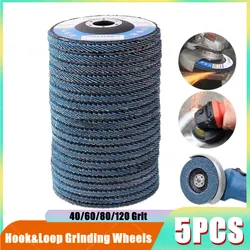 5 disques abrasifs à lamelles, 115/125mm, 4.5/5 ", grain 40/60/80/120, pour meuleuse d'angle, outils en bois 
