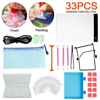 

33Pcs 5D Diamond Painting Tool Kit Diamond Embroidery Cross Stitch Kit Art DIY Rhinestone Craft Set with Box Full Accessories