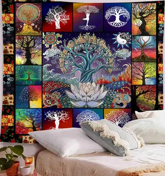 

Tree Butterfly Tapestry Wall Hanging Bohemian Beach Mat Polyester Blanket Yoga Mat Home Bedroom Art Carpet Wall Hanging Decor