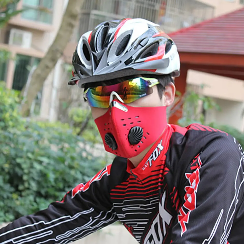 

Anti-fog pm2.5 Breathable Cycling Face Mask Sport Training Anti-Pollution Running Mask With Activated Carbon Filter