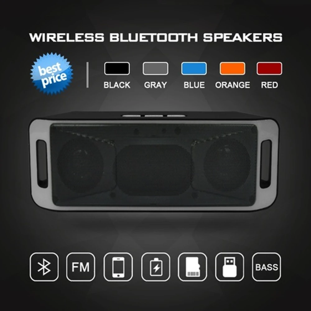 

Portable Bluetooth Speaker Wireless Mini Speakers Amplifier Stereo Subwoofer Speaker TF USB FM Radio Built-in Mic Dual Bass