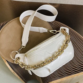 

Luxury Designer Women Waist Pack 2020New Ladies Shoulder Bags Luxury Designer Chains Chest Bags High Quality PU Leather Handbags