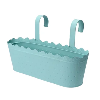 

1PC Frosted Hook Flowerpot Wrought Iron Hanging Basket Flowerpot Household Flowerpot Decor for Home Hotel (Blue)