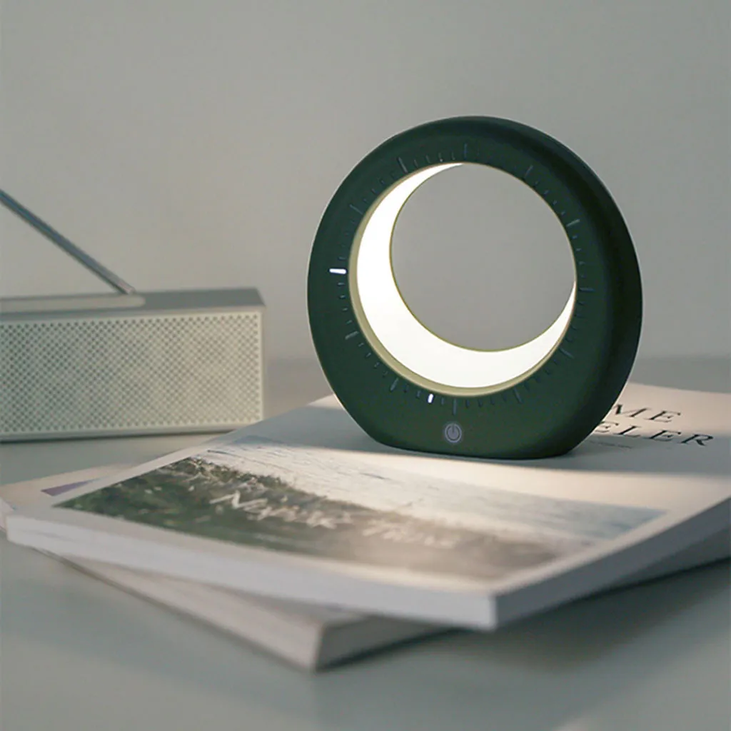 USB Charging Moon Clock Light Nordic Bedside Lamp LED Table Lamp