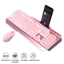 Para teclado mouse fone de ouvido combos conjuntos de jogos mecânicos rosa bonito teclado mecânico 3200 dpi óptico mouse fone de ouvido para pc