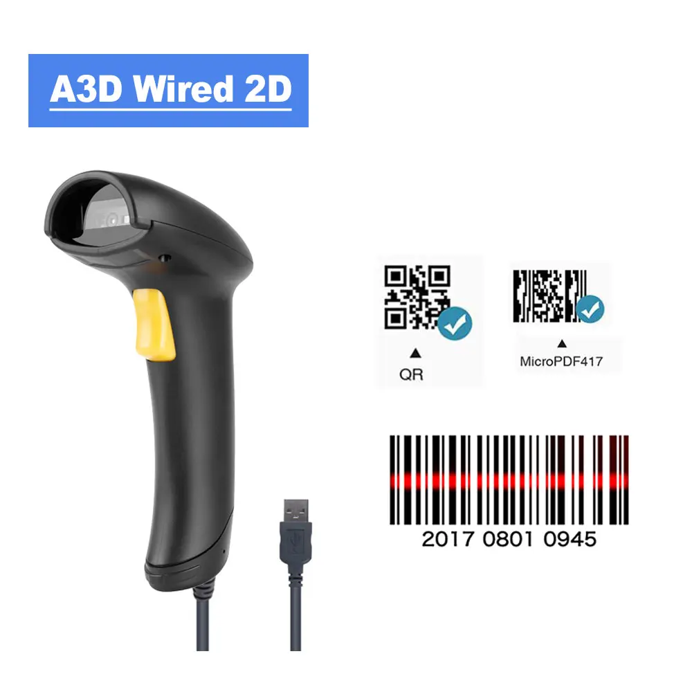 Mini Pocket Barcode Scanner USB Wired Bluetooth 2.4G Wireless 1D 2D QR PDF417 Bar code for iPad iPhone Android Tablets PC computer scanner Scanners