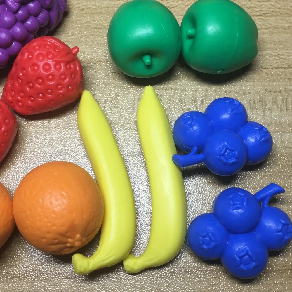 Детские игрушки Монтессори, обучающая математика, резиновые фигурки, имитирующие фрукты, игрушки, хорошо подходят для подсчета, сортировки цвета, захватывающая практика