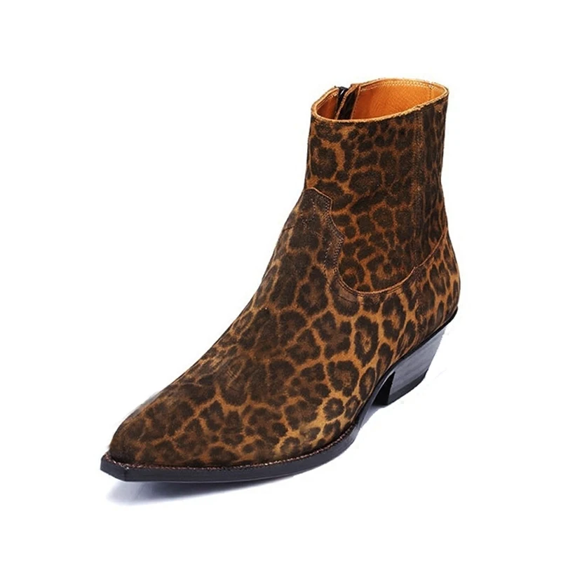 Runway Luxury Brand Men Leopard Printed 