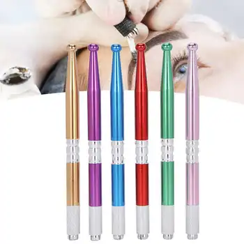 

6pcs Manual Lip Tattoo Pen Portable Microblading Eyebrow Shader Tattoo Pen Accessory Semi-Permanent Makeup Tattoo Supplies