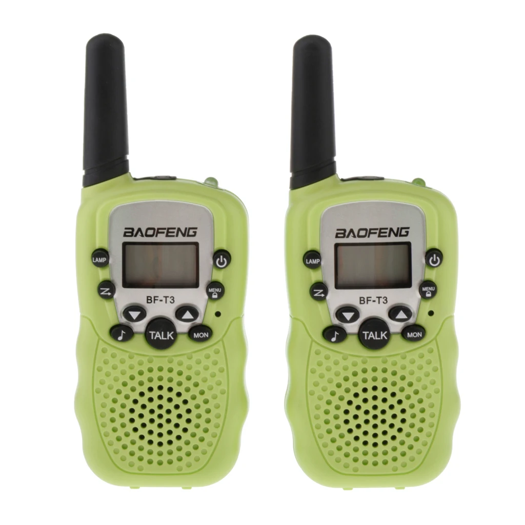 BaoFeng 2Pcs/set BF-T3 UHF462-467MHz Kids Walkie Talkie 22 Channels for Children Gift for Kids Radio Kid Walkie Talkie+Belt Clip - Цвет: Green as described