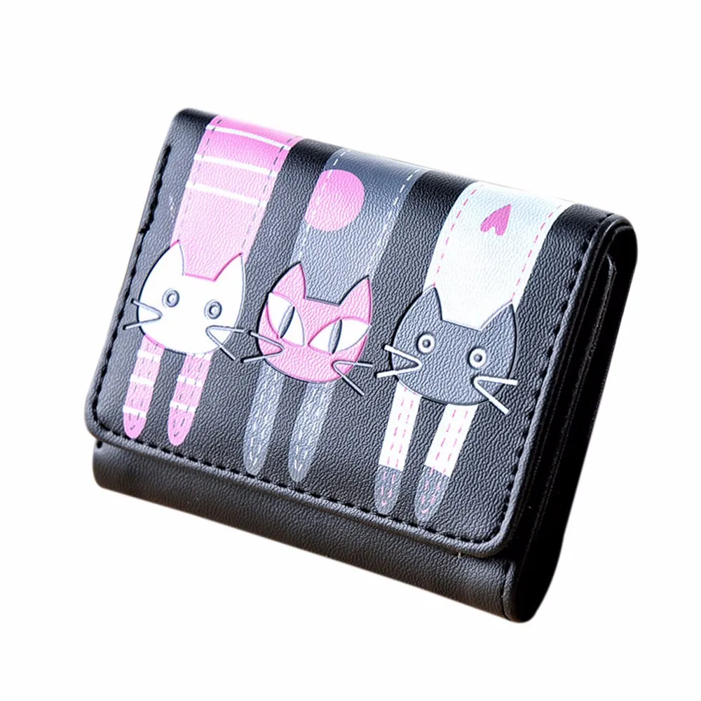 

2019 Small Women'S Wallet Fashion Cat Pattern Coin Purse Women Cute Card Key Mini Children Bag Unisex Card Holder Wallet Women