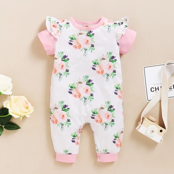 

2020 New Cotton Baby Girl Clothes Summer Floral Kids Ruffle Romper Jumpsuit Lovely Playsuit For Newborn