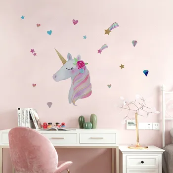 

WCS1031 New Style Cartoon CHILDREN'S Room Kindergarten Decoration Unicorn Beast 3D Wall Sticker Sticker Mural