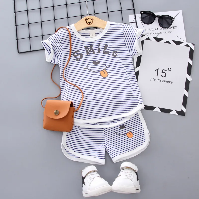 

Summer Children Casual Clothes Suit Baby Boy Girl Cartoon Stripes T-Shirt Shorts 2Pcs/set Toddler Cotton Clothing Kids Tracksuit