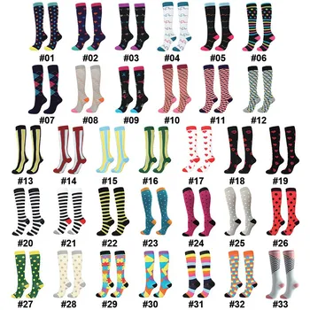 

Women/ Men Compression Knee High/Long Fun Funky and Colorful Patterned Printed Anti-slip Breathable Cotton Socks 34 Styles