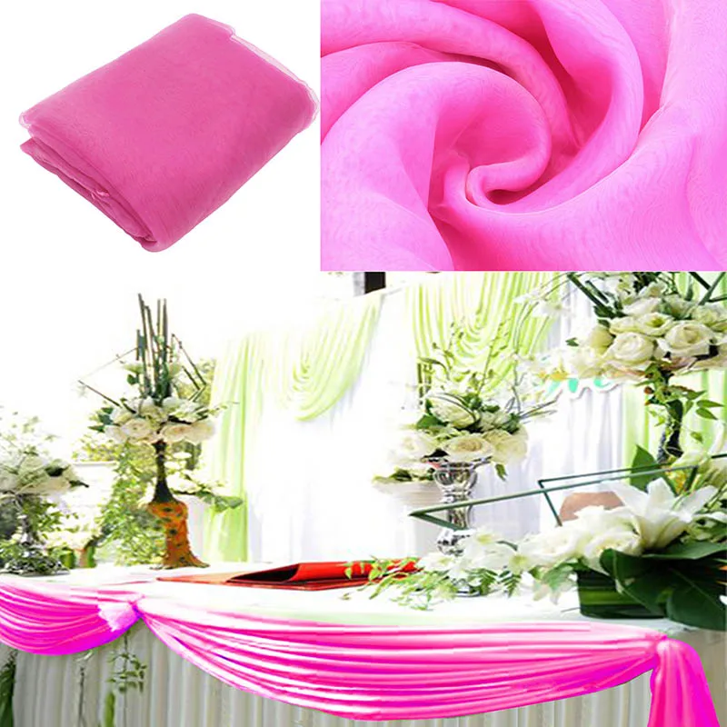 fuchsia Персик 5 м* 1,35 м органза Swag ткань Свадебная вечеринка Рождество украшения, недорогие и высокое качество лучшее обслуживание на заказ - Цвет: fuchsia