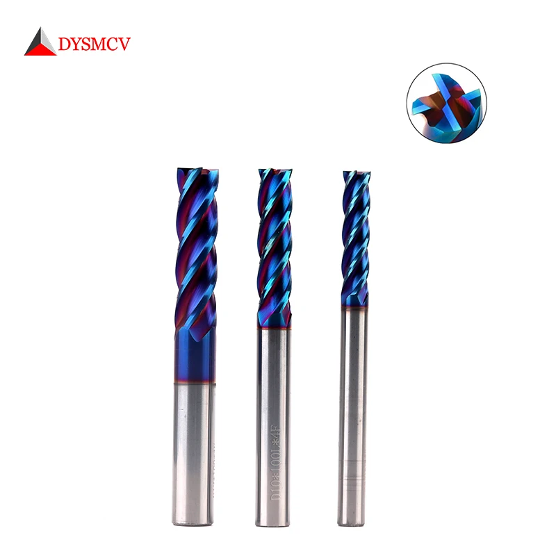 

HRC65 10mm End Mill Extra 100mm 150mm 4Flute Solid Carbide Fat End Mills Straight Shank Blue Coated Milling Cutter Tool