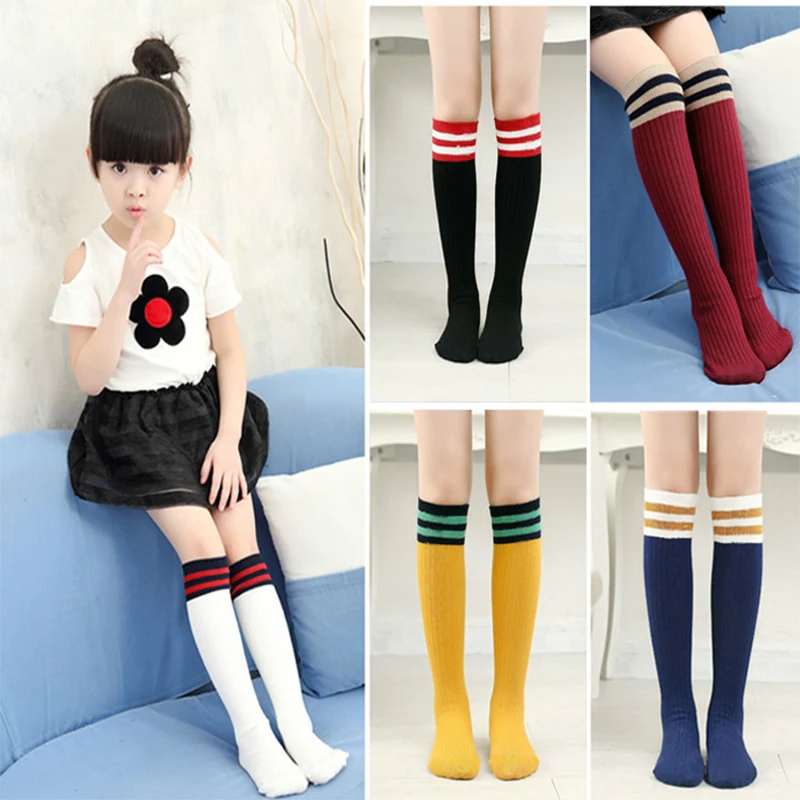 Baby Girls Stocking Girls Thigh High Socks Womens Students Striped Cotton Long Stockings Kids Children Fashion Sailor Socks