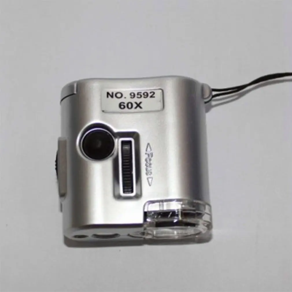 9592 60X Лупа мини-микроскоп со светодиодный антиквариат идентификация ювелирных изделий увеличительное стекло лупа стекло светодиодный УФ-светильник