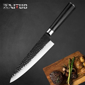 

XITUO8 Inch Chef Knife High Carbon Steel Handmade Forged Professional Japanese Kitchen Knife Cleaver Slice Utility Cooking Tool