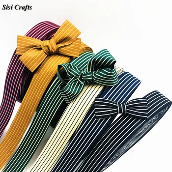 

Sisi Crafts Tape Chiffon Cotton Ticking Stripe Ribbon Roll Fabric Ribbon Bias Trim Layering DIY Hair Bow Tie Collar Material 1M