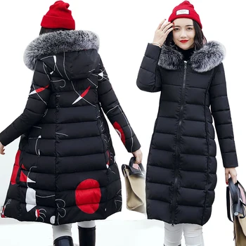 

Both sides can be worn 2019 winter jacket for women new arrival with fur hood long cotton padded warm coat parka woman Parkas