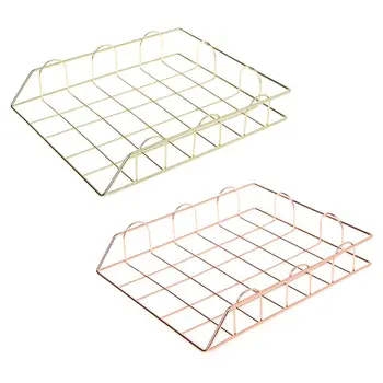 

Folding Wrought Iron Letter Magazine Newspaper Holder Storage Rack File Tray for Office Desk Organizer Supplies