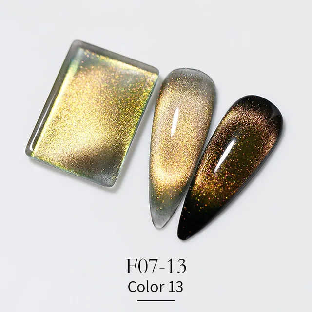 Vendeeni New Colourful Crystal Cat Eye Gel Nail Polish 9D Aurora Cat's Eye Gel Varnish Magnetic Hybrid UV Soak Off Gel Lacquer F07-13