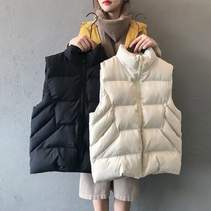 2019 New Winter Cotton Vest Korean Loose Wild Sleeveless Stand Collar Waistcoat Women Padded | Женская одежда