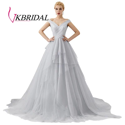 Серебристый VKbridal длинное платье для выпускного вечера сексуальное серое фиолетовое вечернее платье с открытыми плечами Vestido Longo de Formatura Robe de Soiree - Цвет: Серебристый