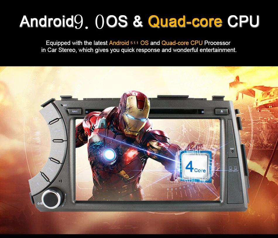 Top 1024*600 Car DVD Player Android 8.01 For SSANGYONG Kyron Korando Actyon 2005 - 2013 With Quad Core Radio GPS RDS Radio BT 0