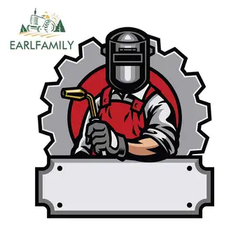 

EARLFAMILY 13cm x 12.2cm For Welder With Welding Motorcycle Car Stickers DIY Decal Vinyl Material Sunscreen Suitable For JDM RV