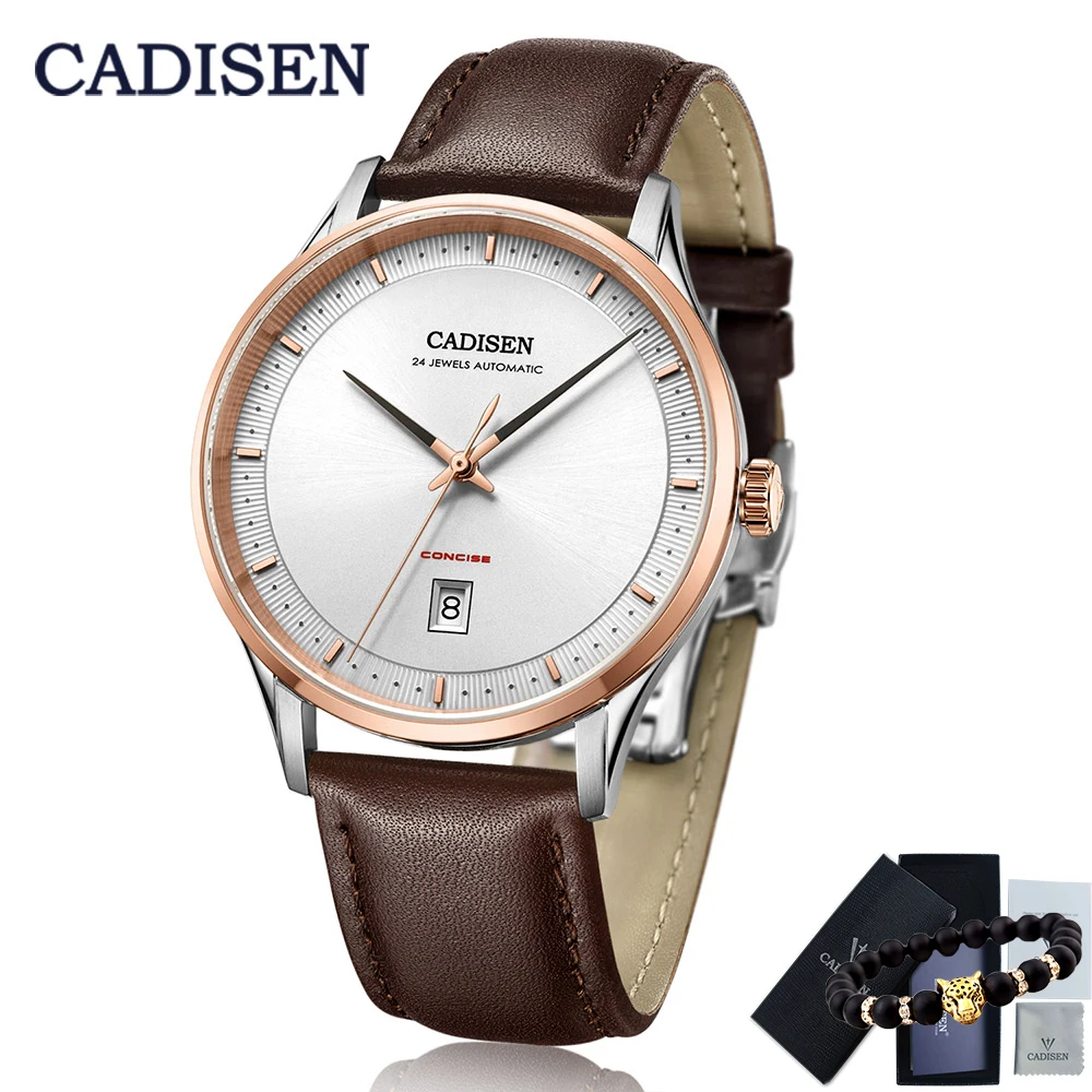 white Новинка, CADISEN, мужские часы, Топ бренд, Роскошные наручные часы, мужские автоматические механические водонепроницаемые часы, мужские часы NH35A relogio masculino - Цвет: white