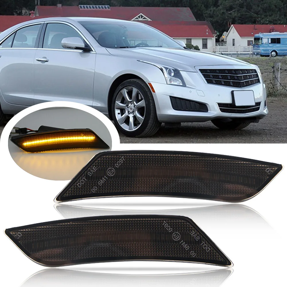 

2PCS Amber LED Front Side Marker Light For Cadillac ATS 13-14, XT5 17-up For Chevy Blazer 19-up OEM #:22941174 22941173