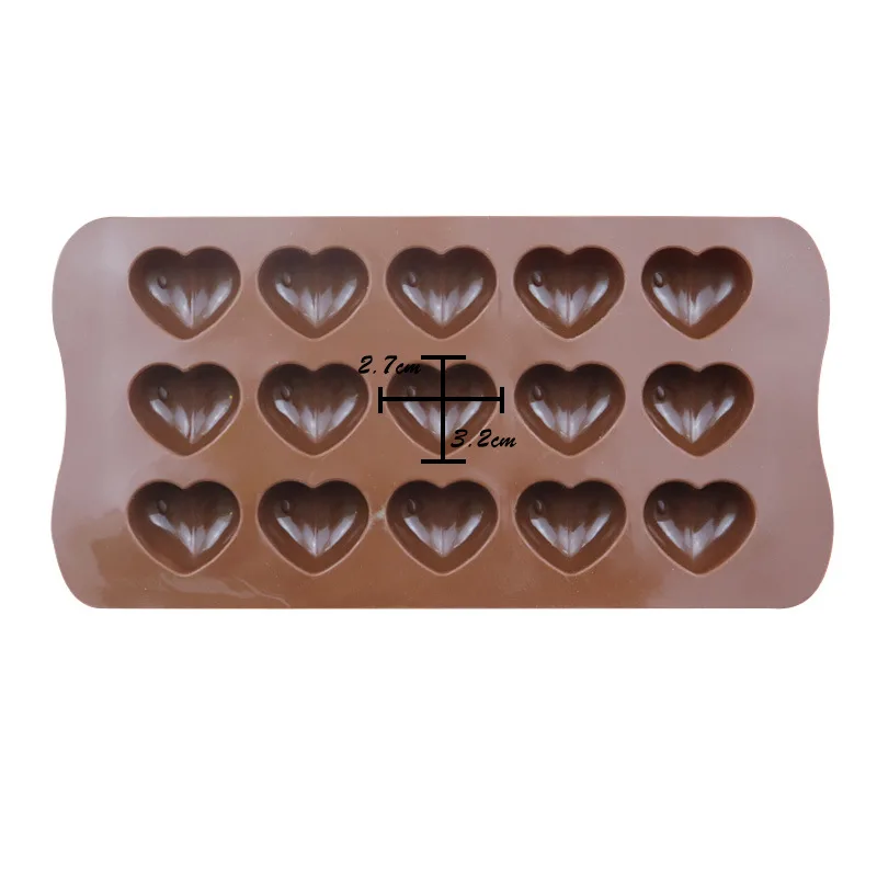 Silicone Cake Mold 15 Lattices Heart-Shape Chocolate Mold with Raindrops Baking Mold Tools for Cakes Bakery Supplies Heat-resist