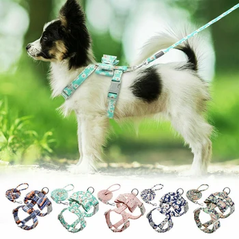

Dog Harnesses and Leash Set Adjustable Soft Vest Harnesses with Stretch Leash for Dogs Cats Dog Supplies