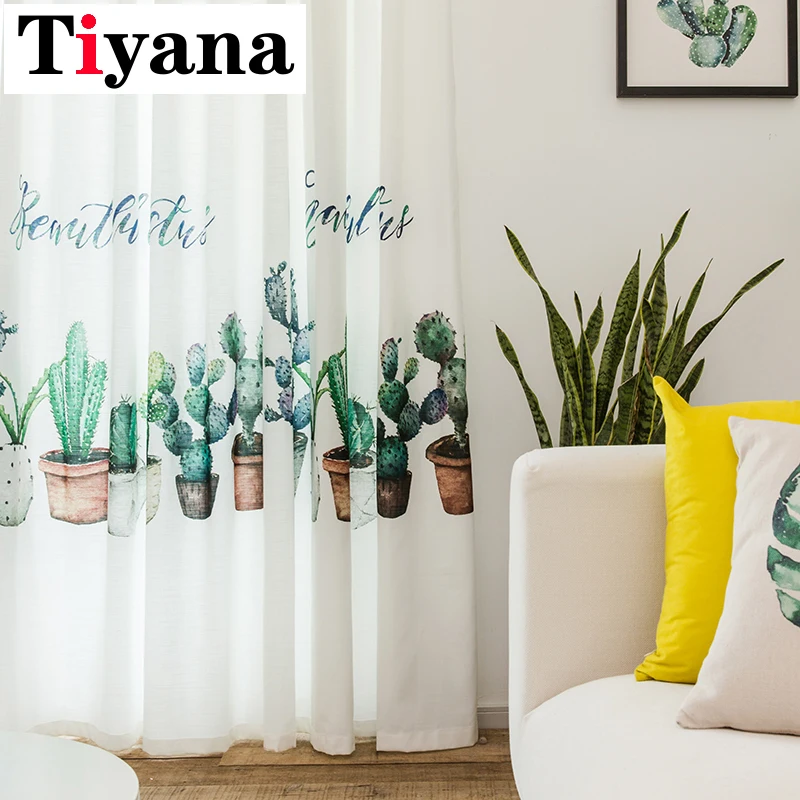 

Tiyana Green Plant Embroidered White Curtains for Living Roomg Kitchen New Tende Linen Bedroom cortinas para la sala M177X