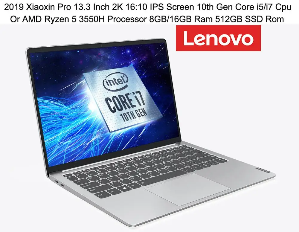 Ноутбук lenovo Xiaoxin Pro 13,3 дюймов 2560x1600 10th Gen i7 процессор 16 Гб ОЗУ 512 SSD память GeForce MX250 2 Гб AMD Ryzen 5