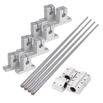 

Horizontal 8mm Dia Linear Motion Ball Bearing Slide Bushing 500mm Linear Shaft Optical Axis with Rod Rail Support Set