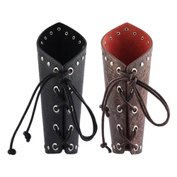 1 Piece PU Leather Metal Wrist Belt Gothic Gauntlet Cuff Bracer Arm Armor Cross String Steampunk Protector Wristband Bracers