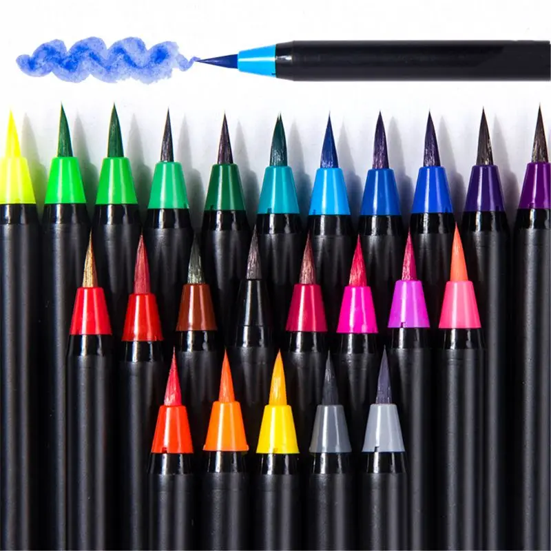 Pintura Premium de 20 colores, pincel suave conjunto de rotuladores de acuarela, efecto bolígrafo, libros para colorear, Manga, cómic, caligrafía, gota