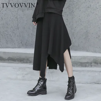 

Korea 2020 New Spring Elastic Waist Solid Color Irregular A-line Skirt Women Streetwear Loose Wild Knit Skirt Tide Y145