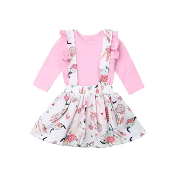 

0-24M 2pcs Baby Girls Clothes Set Long Sleeve Baby Girls Rompers Set Blue Pink Girls Overalls Baby Outfits Toddler Clothing Set