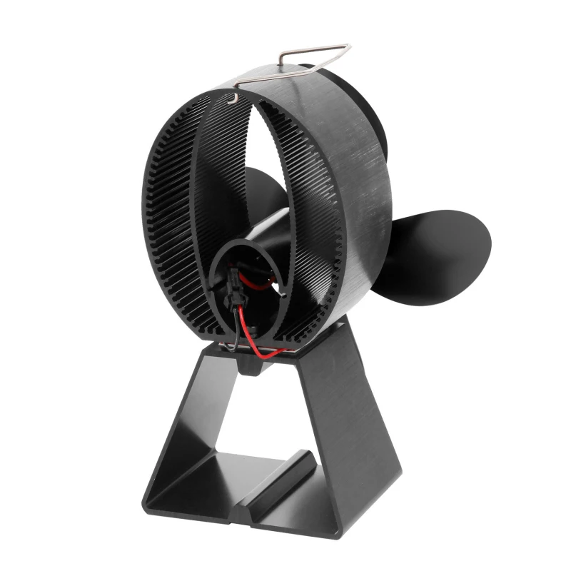 Black Fireplace Heat Powered Stove Fan Log Wood Burner Eco Friendly Quiet Fan Home Efficient Heat Distribution