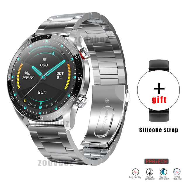 ECG Smart Watch Men Wireless Charging Full Touch Scree Support Hebrew Fitness Tracker Smartwatch IP68 Waterproof Sportswatch