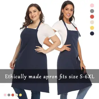 

Pure Color Outmaster Apron for Women 100% Cotton Apron with Adjustable Large Pocket for Cooking Home Kitchen BBQ Artist Work