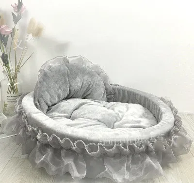 Sweet Lace Princess Dog Bed Cat Nest Puppy Soft Puppy Teddy Pet Bed Suitable for Small and Medium Dogs and Cats Sofa Kennel - Цвет: as picture