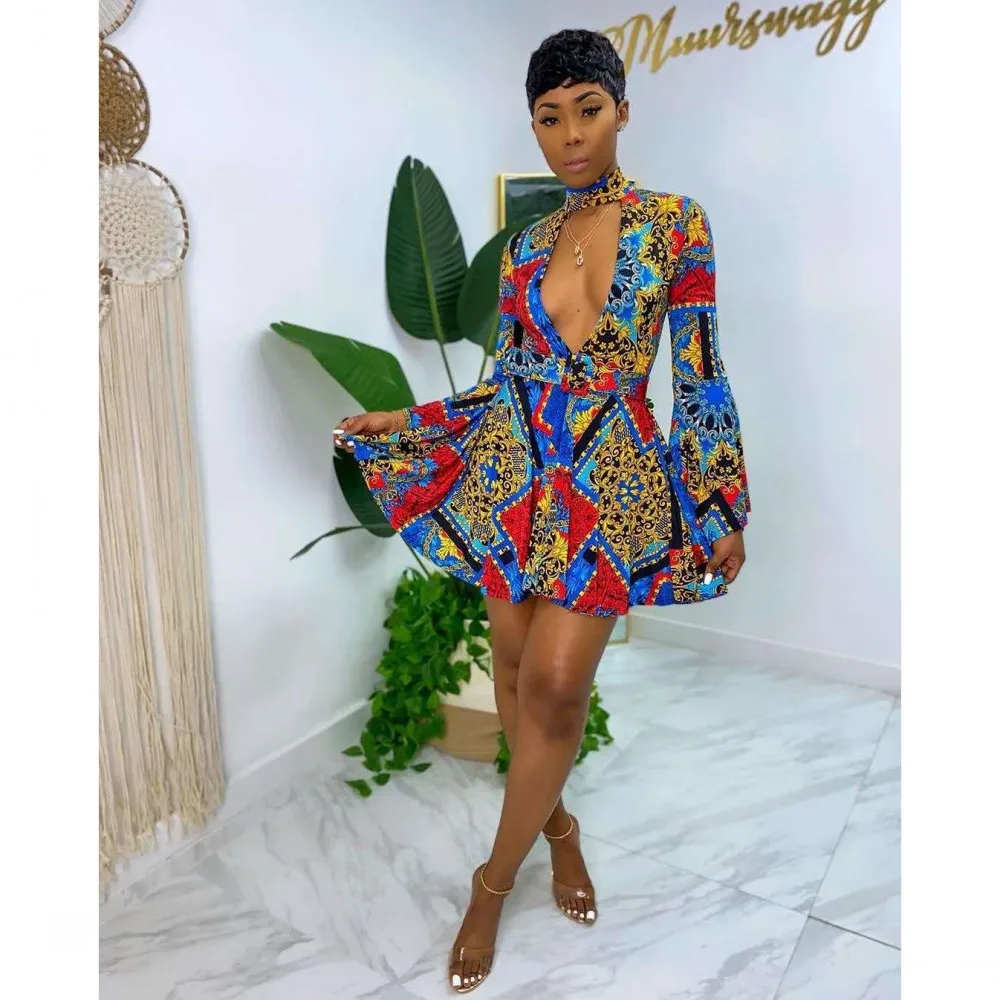 African Suit Dress Ladies Casual Suit Middle Skirt High Quality Two Commuter Skirt Printed Long Sleeve Ladies Two-piece Set african wear