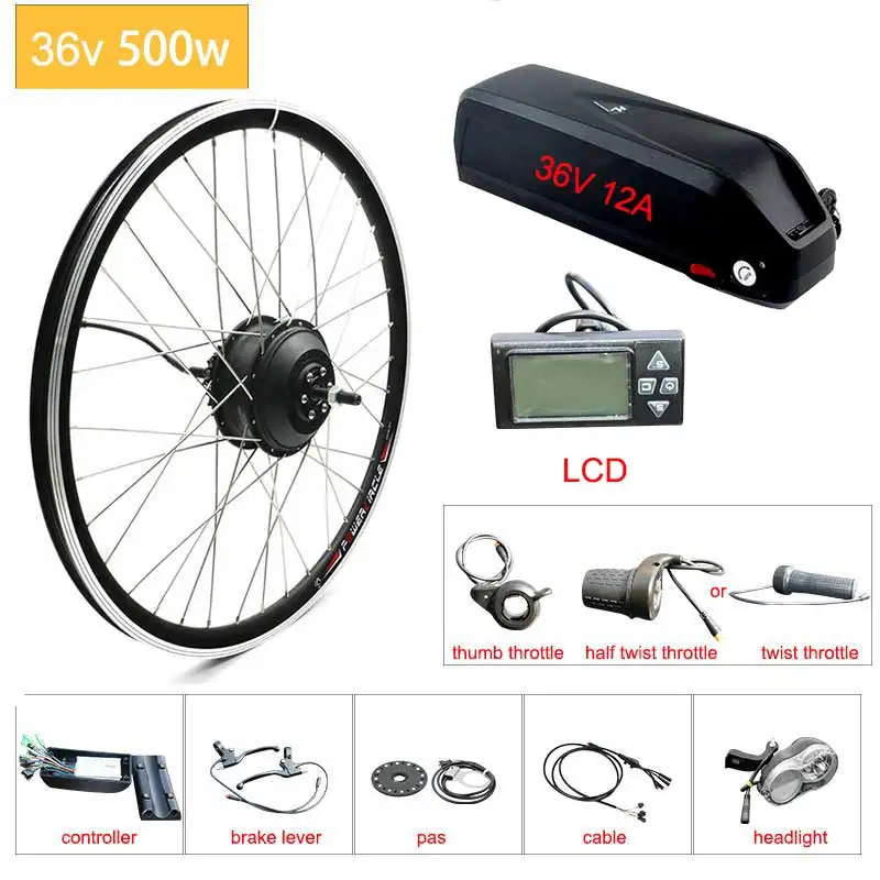 36v 12a lcd 36 в 500 Вт Электрический велосипед комплект 36 в передний привод колеса SAMSUNG батарея E велосипед комплект 2" 24" 2" 700c(28") Ebike комплект - Цвет: 36v 12a lcd