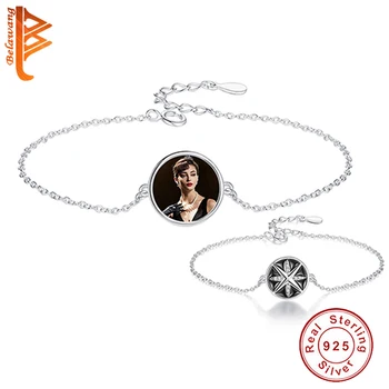 

Unique Design Forever Round Black Star Custom Photo Bracelet 925 Sterling Silver Charm Bracelets for Women Ladies Jewelry Gift